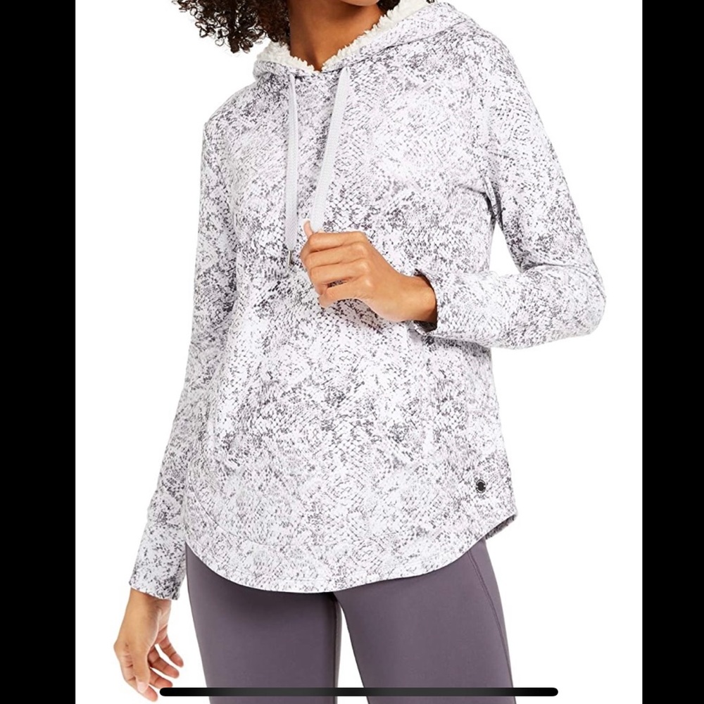 Ideology Women's Snake-Print Rounded-Hem Hoodie